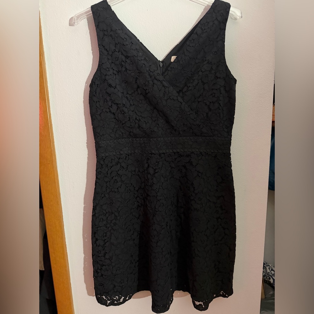 LOFT Black Lace Midi Dress